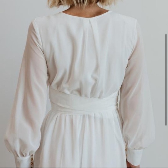 BALTIC BORN LYDIA DRESS White Sheer Long Sleeve Dress wrap style top MAXI DRESS - Picture 6 of 8